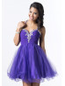 Princess Sweetheart Neck Organza Beaded Knee Length Cocktail Dress